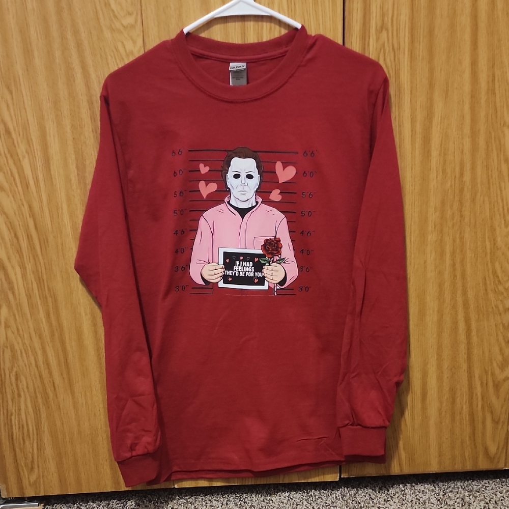 Red Graphic Sweatshirt with Heart Design